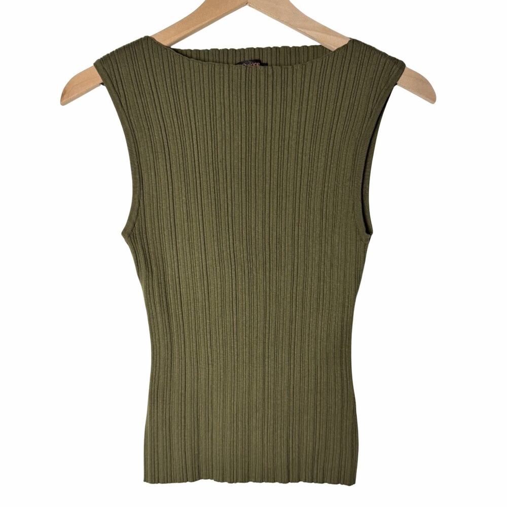 Quince Cotton Cashmere Blend Ribbed Tank Olive Green Women's size M